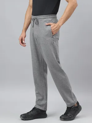 Alcis Men Medium Grey Melange Anti-Static Slim-Fit Training Track Pants