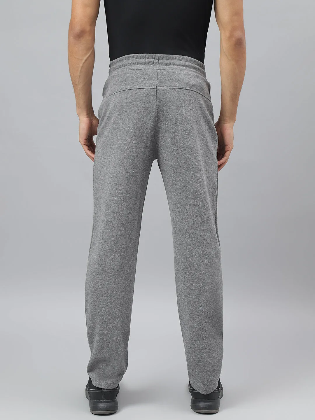 Alcis Men Medium Grey Melange Anti-Static Slim-Fit Training Track Pants