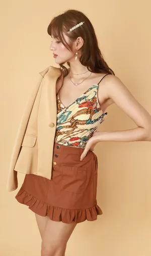 AMANDINE Scarf-Print Cami (Cream)