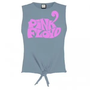 Amplified Womens/Ladies Swirl Pink Floyd Logo Sleeveless Crop Top