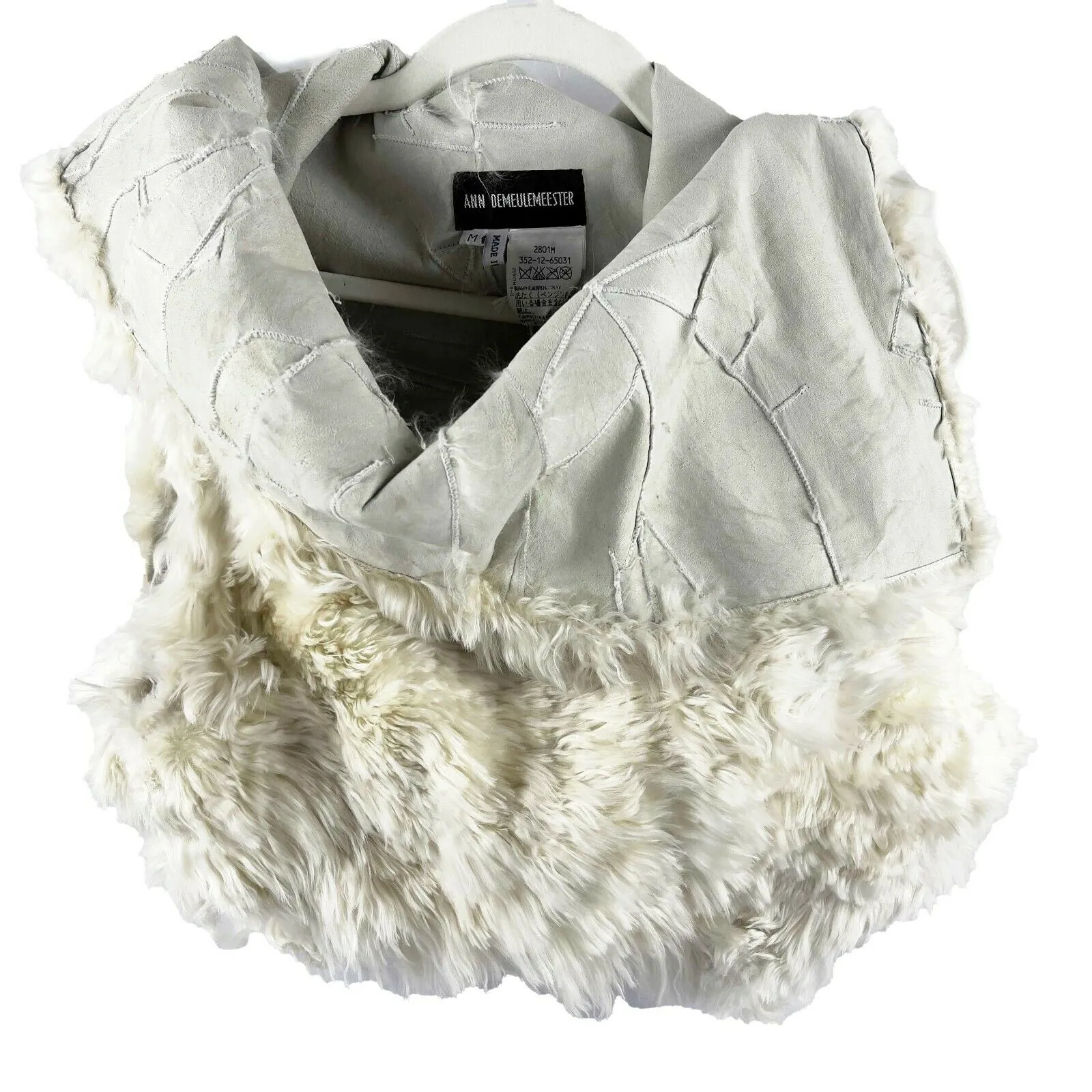 Ann Demeulemeester- Llama Shearling Fur Vest Jacket - Ivory - Size M