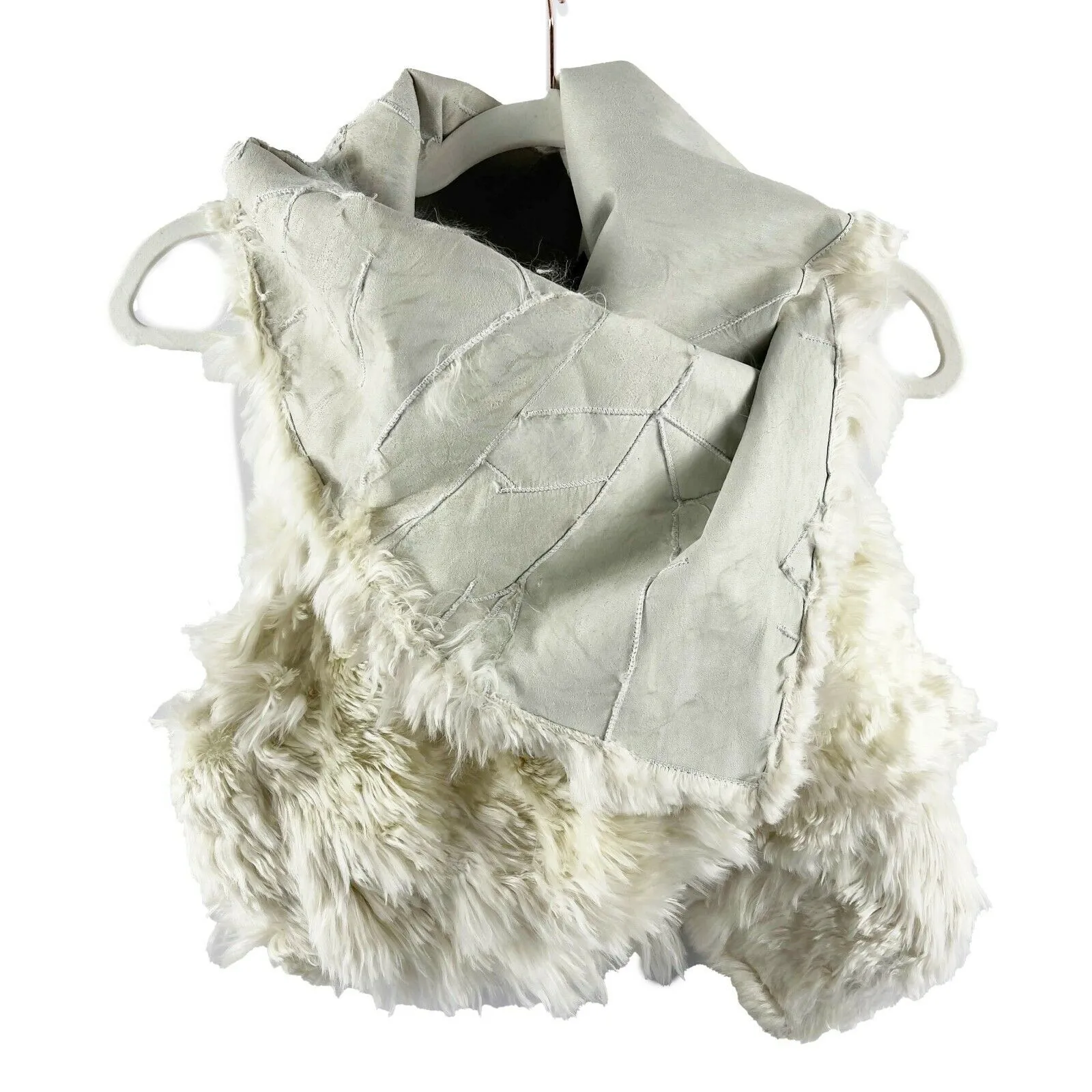 Ann Demeulemeester- Llama Shearling Fur Vest Jacket - Ivory - Size M