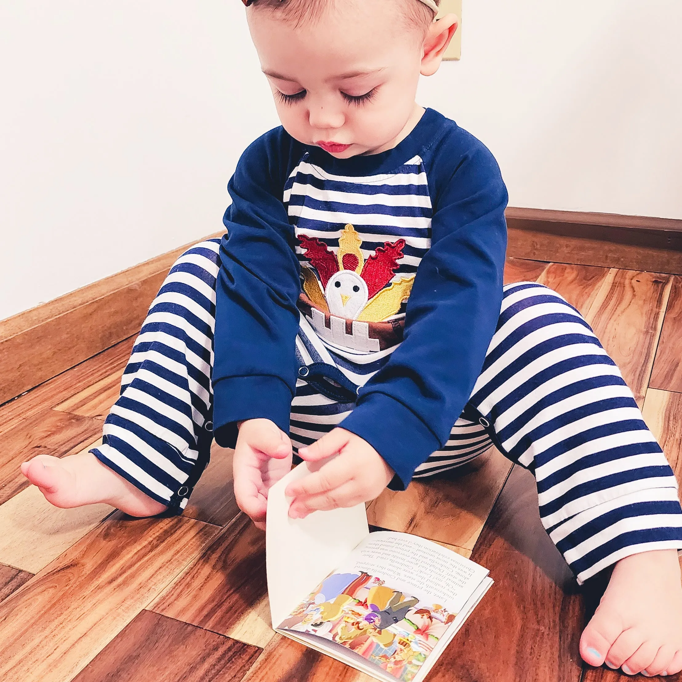 AnnLoren Boys Long Sleeve Turkey Football Baby Toddler Romper One Piece