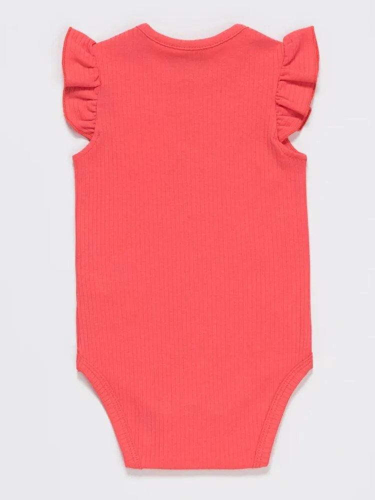 Artie - Bright Pink Rainbow Baby Girl Frill Cap Sleeve Bodysuit