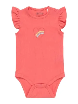 Artie - Bright Pink Rainbow Baby Girl Frill Cap Sleeve Bodysuit