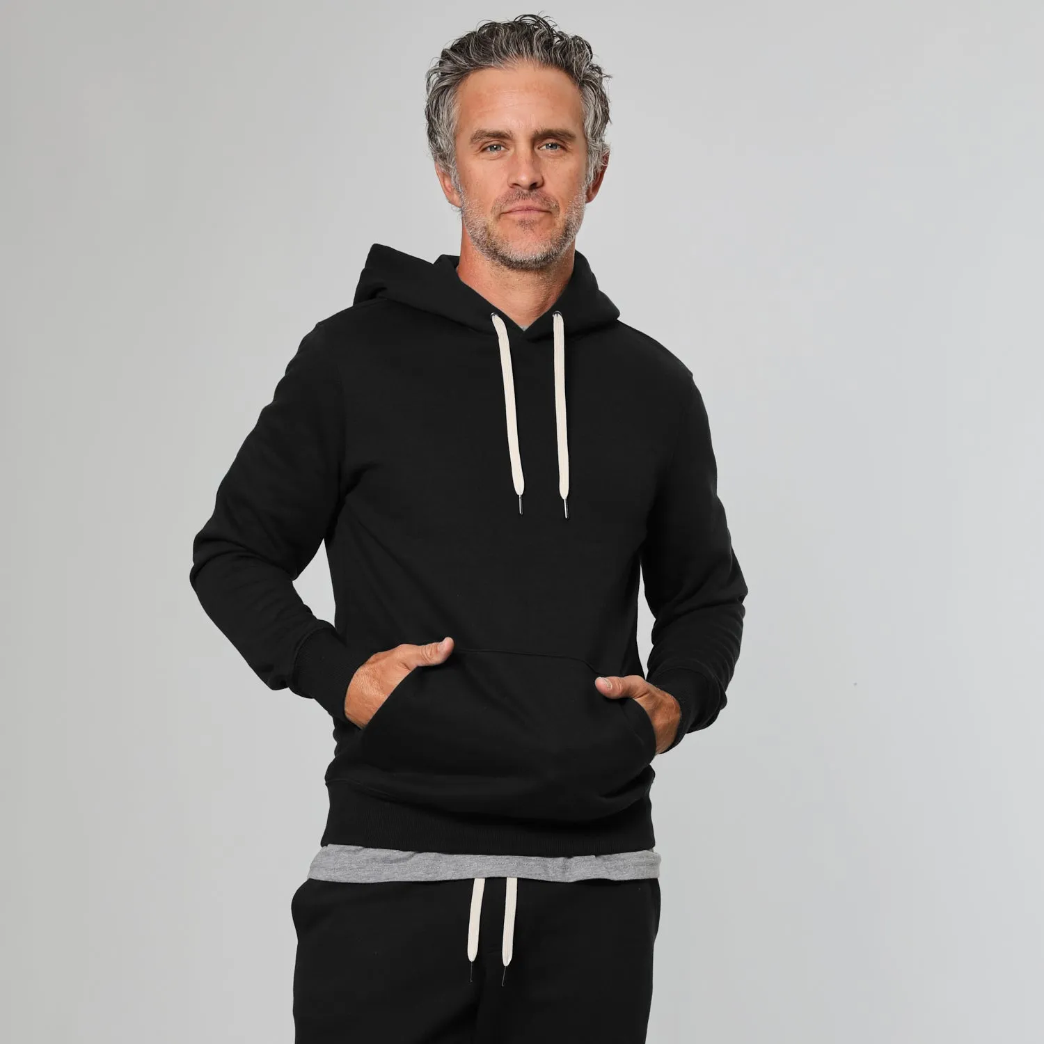 Black Fleece Pullover Hoodie and Jogger Set