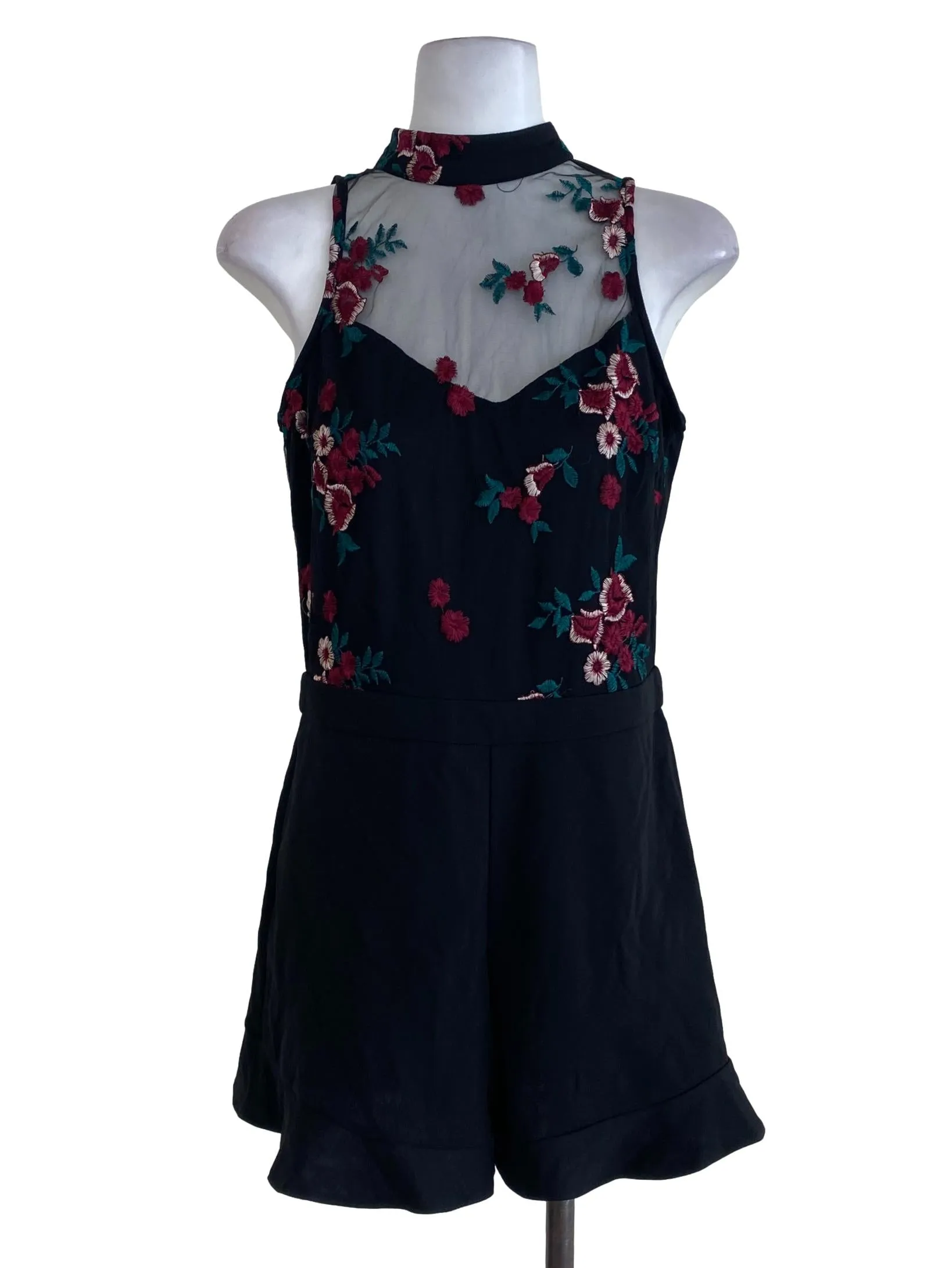 Black Half Floral Romper