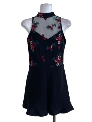 Black Half Floral Romper