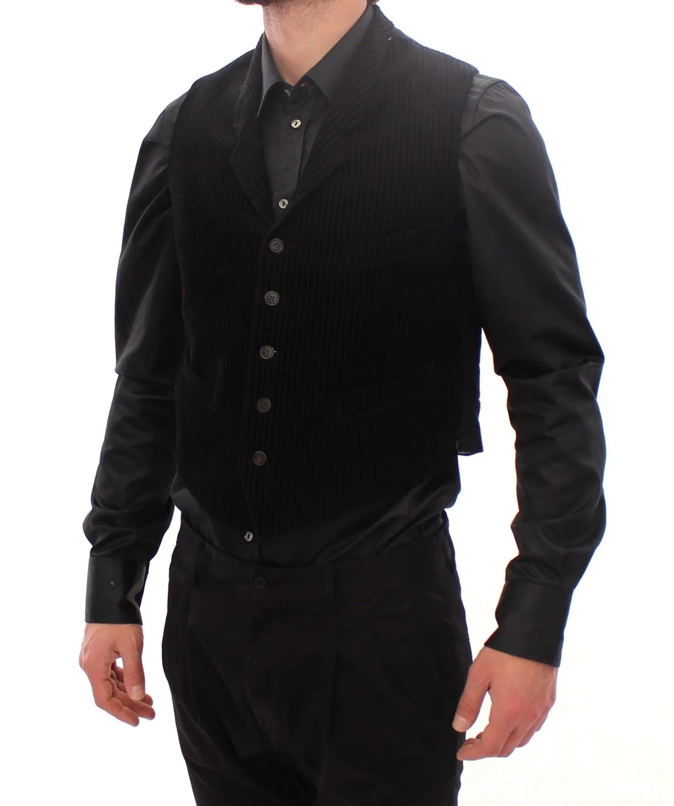 Black Manchester Single Breasted Vest