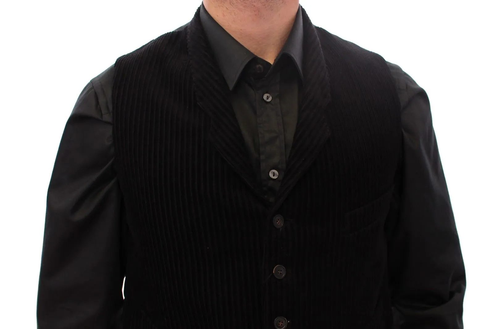 Black Manchester Single Breasted Vest