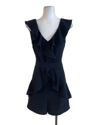 Black Ruffled Sleeveless Romper