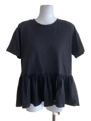 Black With Ruffled Bottom Top