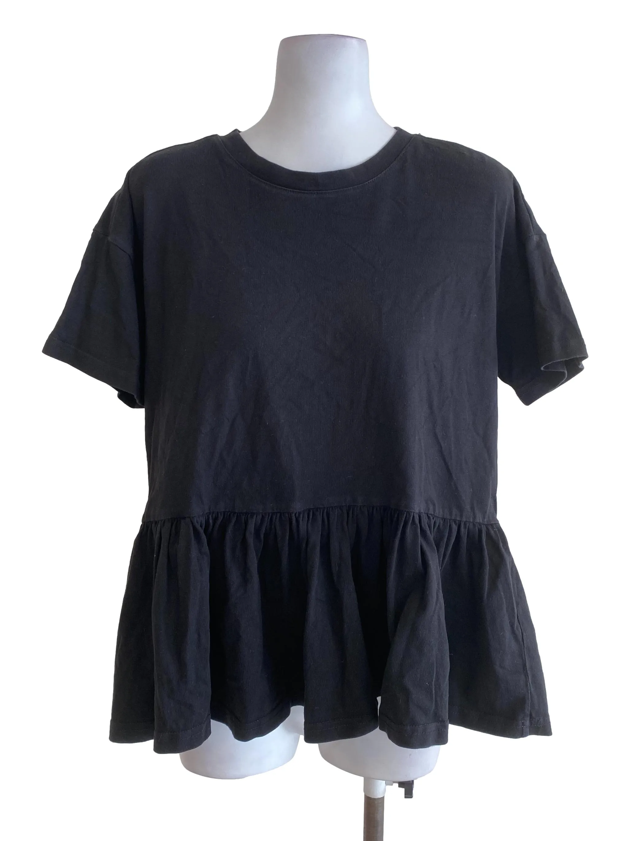 Black With Ruffled Bottom Top