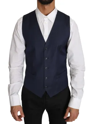 Blue Dotted Pattern Nylon Waistcoat Vest