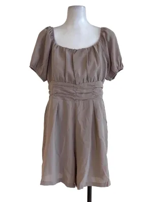 Bone Pleated Waist Rompers