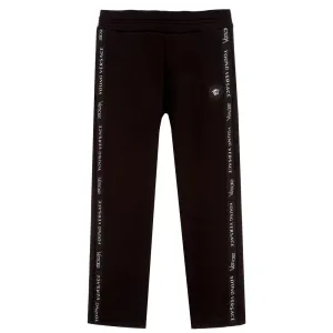 Boys Jogging Pant with Logo Stripe-Black