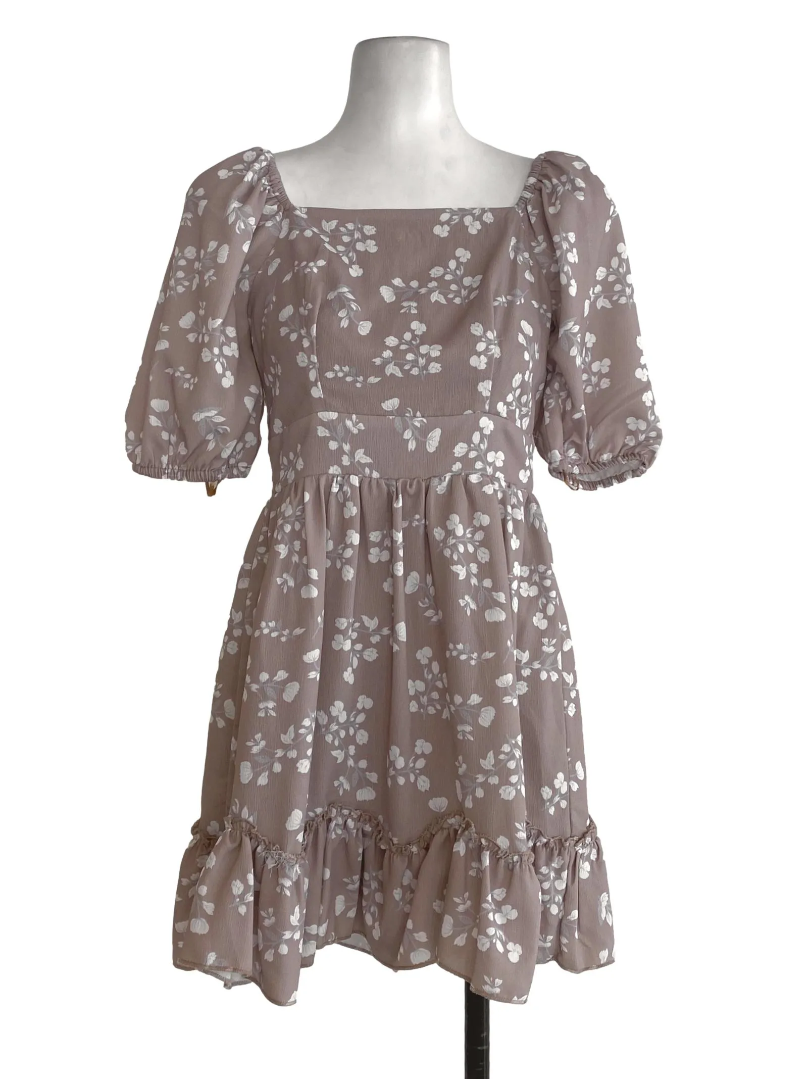 Brown Floral Ruffle Rompers