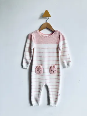 Bunny Pocket Knit Romper // 12M