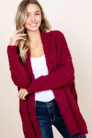 Burgundy Popcorn Sweater Cardigan
