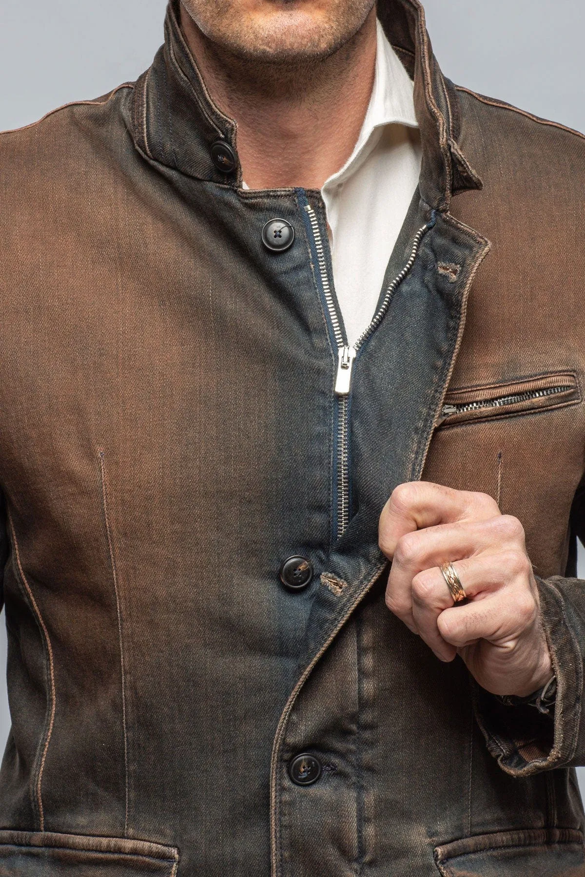 Buster Over-Dyed Denim Jacket In Ruggine