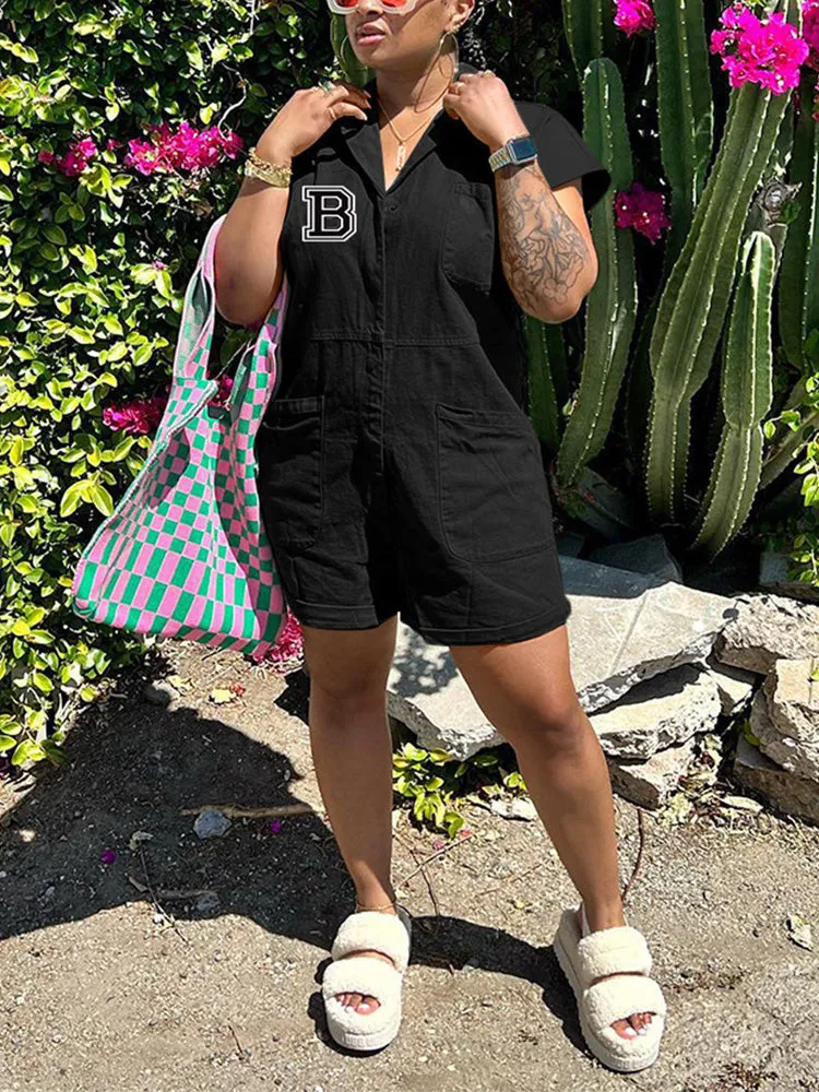 Button Up Pocket Romper