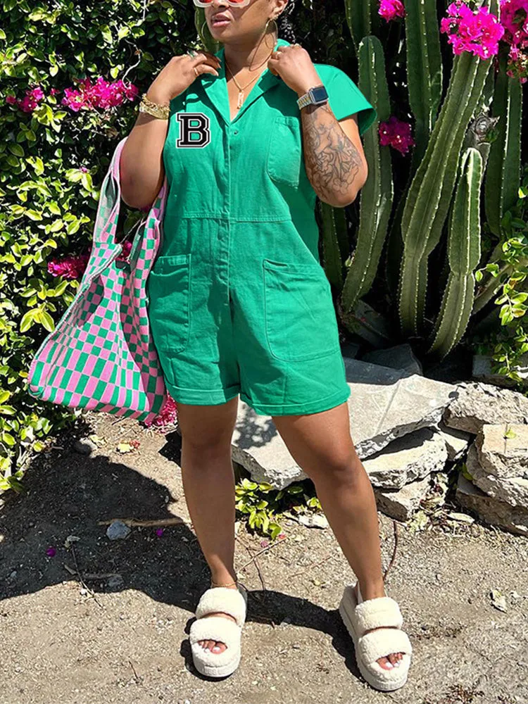 Button Up Pocket Romper