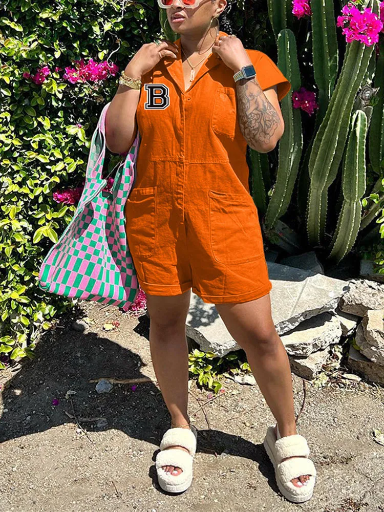 Button Up Pocket Romper