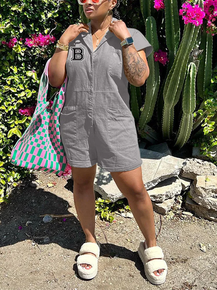 Button Up Pocket Romper