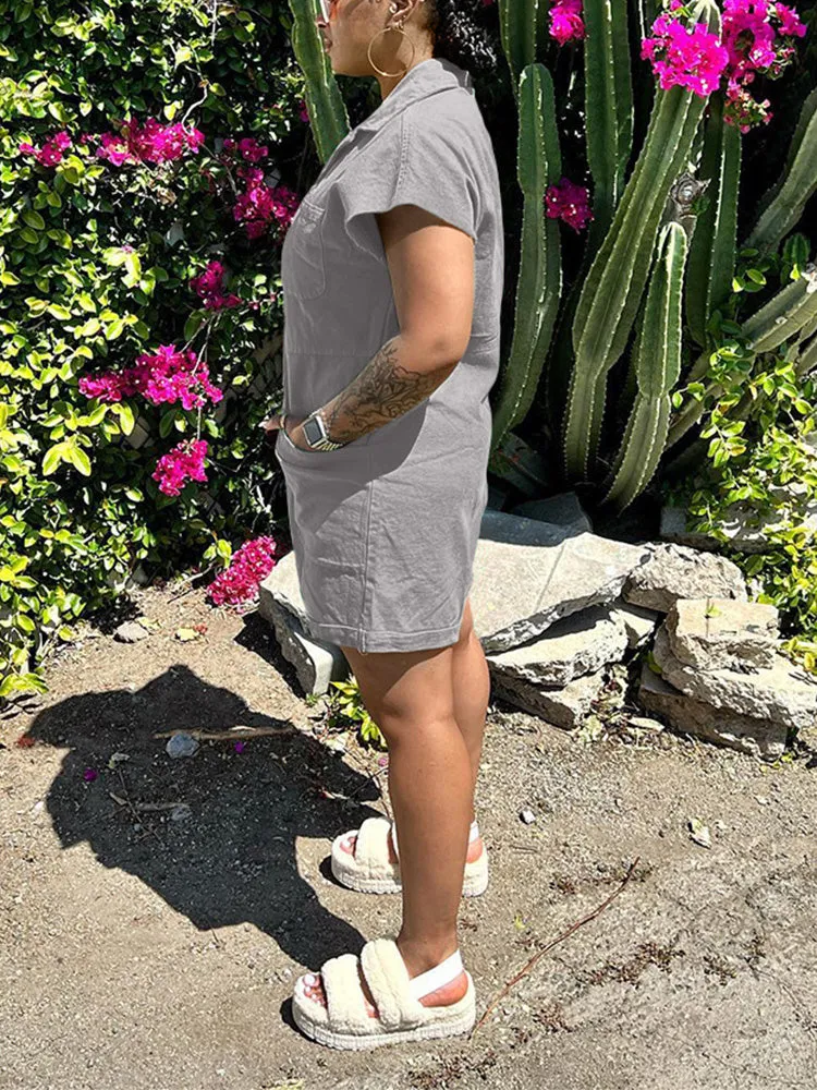 Button Up Pocket Romper
