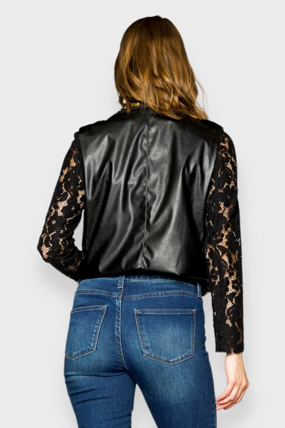Cera Black Leather Moto Jacket