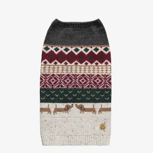 Chandail de maille gris à motif Jacquard pour animaux de compagnie || Gray knitted sweater with Jacquard pattern for pets