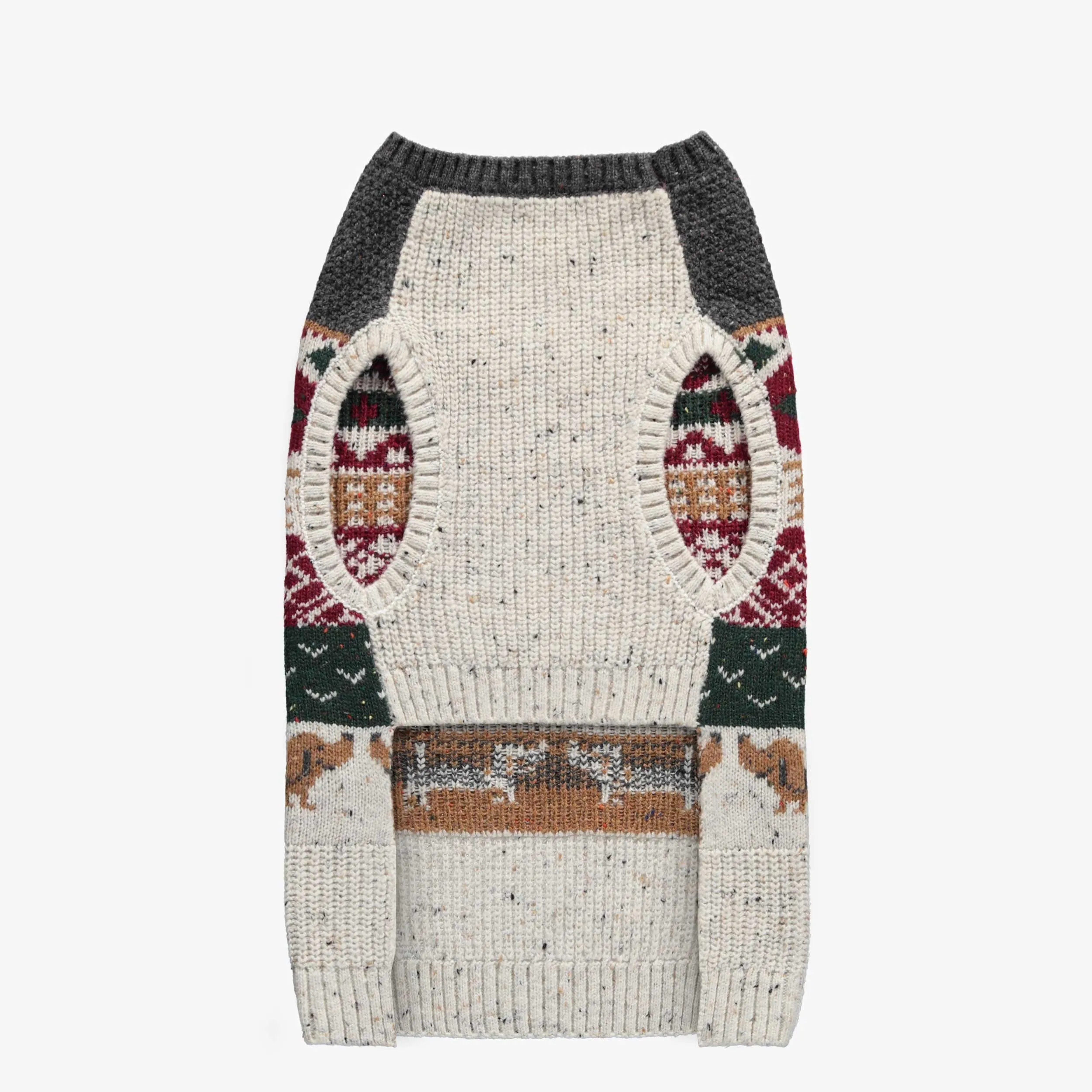 Chandail de maille gris à motif Jacquard pour animaux de compagnie || Gray knitted sweater with Jacquard pattern for pets