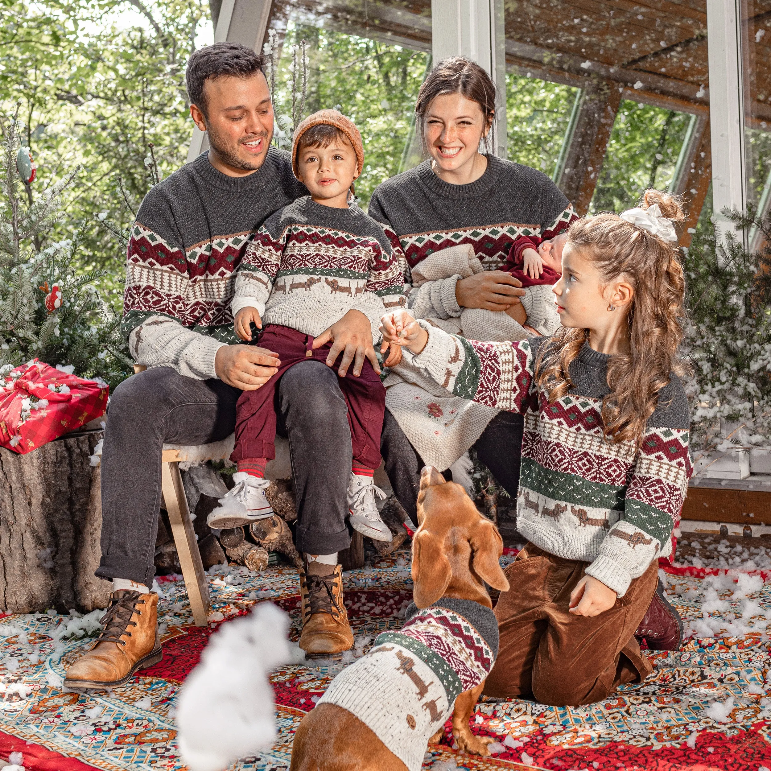 Chandail de maille gris à motif Jacquard pour animaux de compagnie || Gray knitted sweater with Jacquard pattern for pets