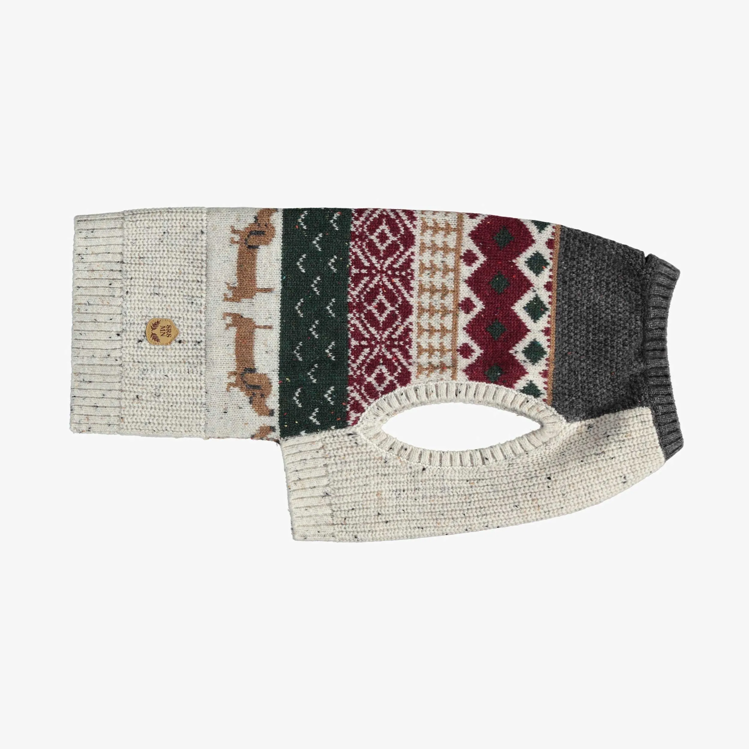 Chandail de maille gris à motif Jacquard pour animaux de compagnie || Gray knitted sweater with Jacquard pattern for pets
