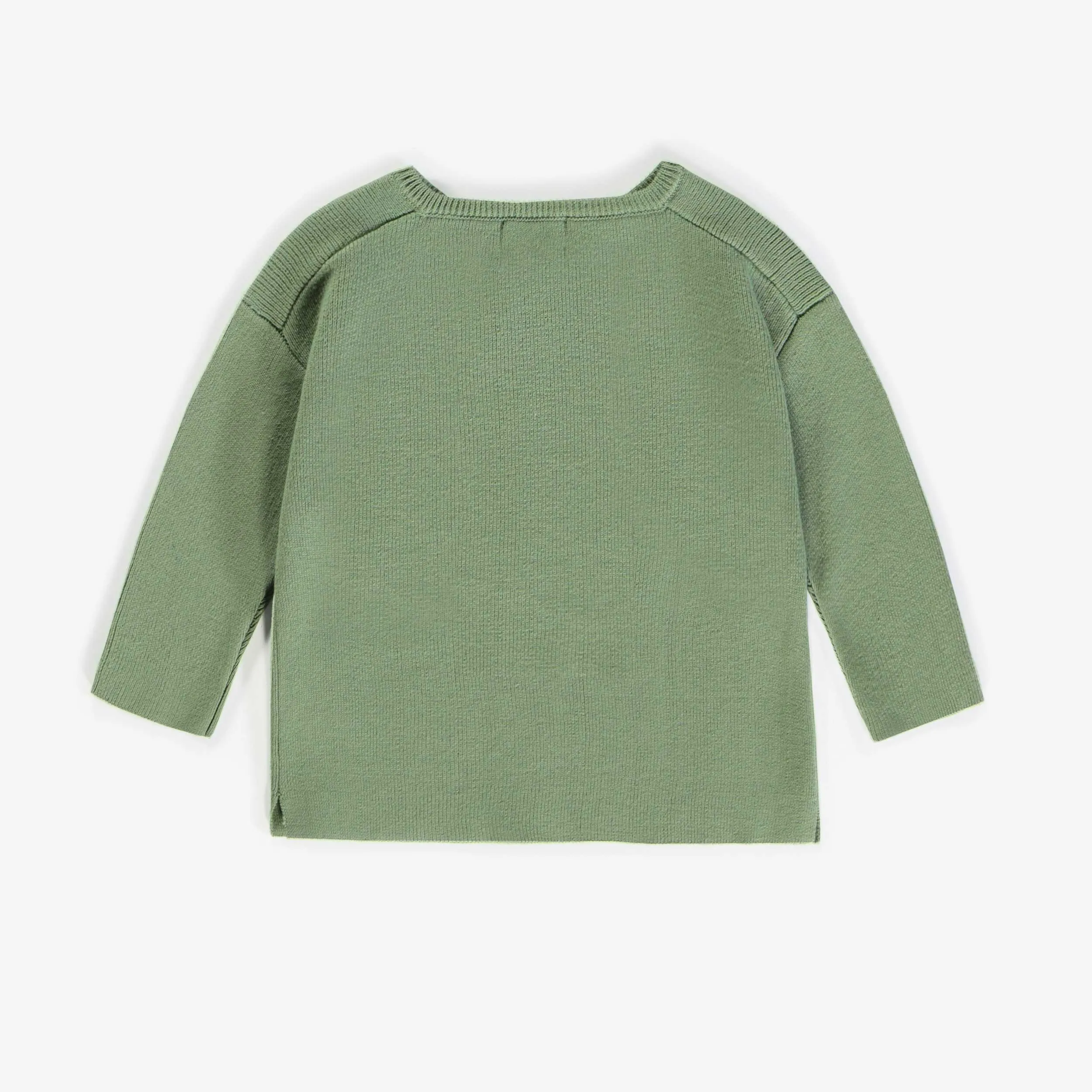 Chandail vert à col henley en maille, bébé || Green henley collar knitted sweatshirt, baby