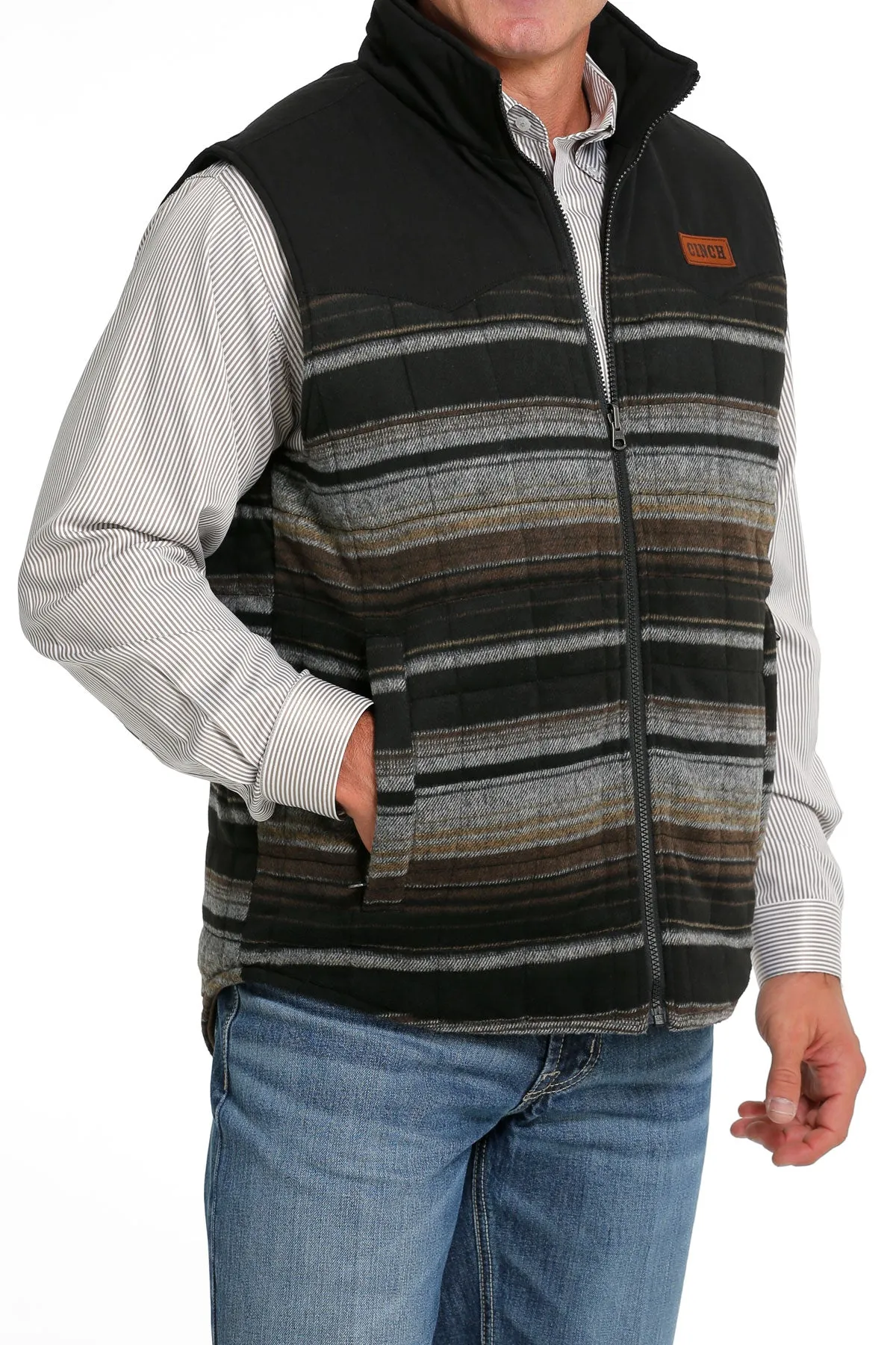 Cinch Men's Brown Quilted Reversible Vest