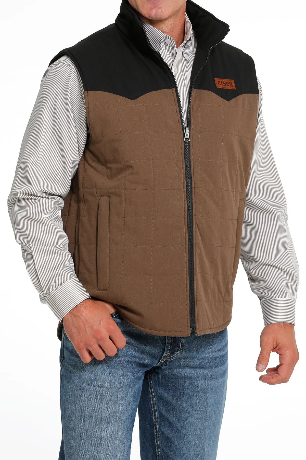 Cinch Men's Brown Quilted Reversible Vest