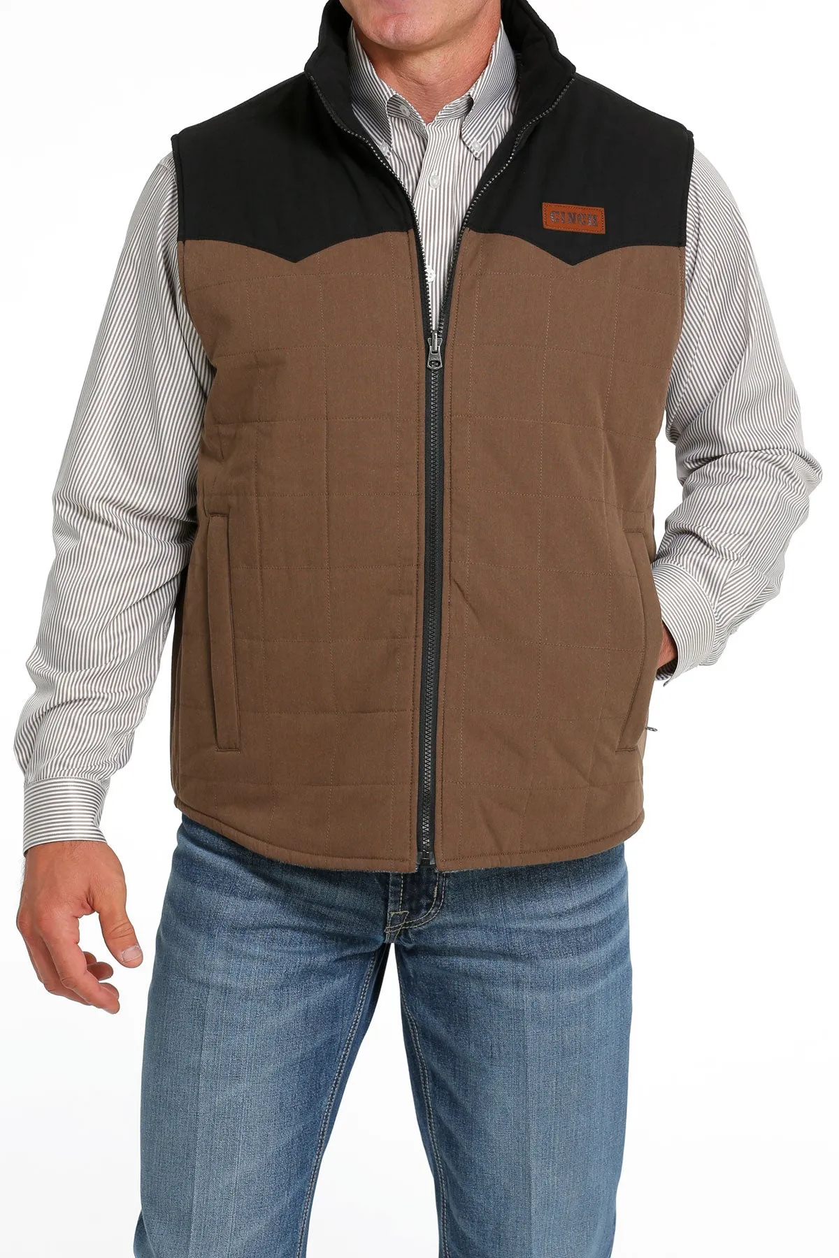 Cinch Men's Brown Quilted Reversible Vest