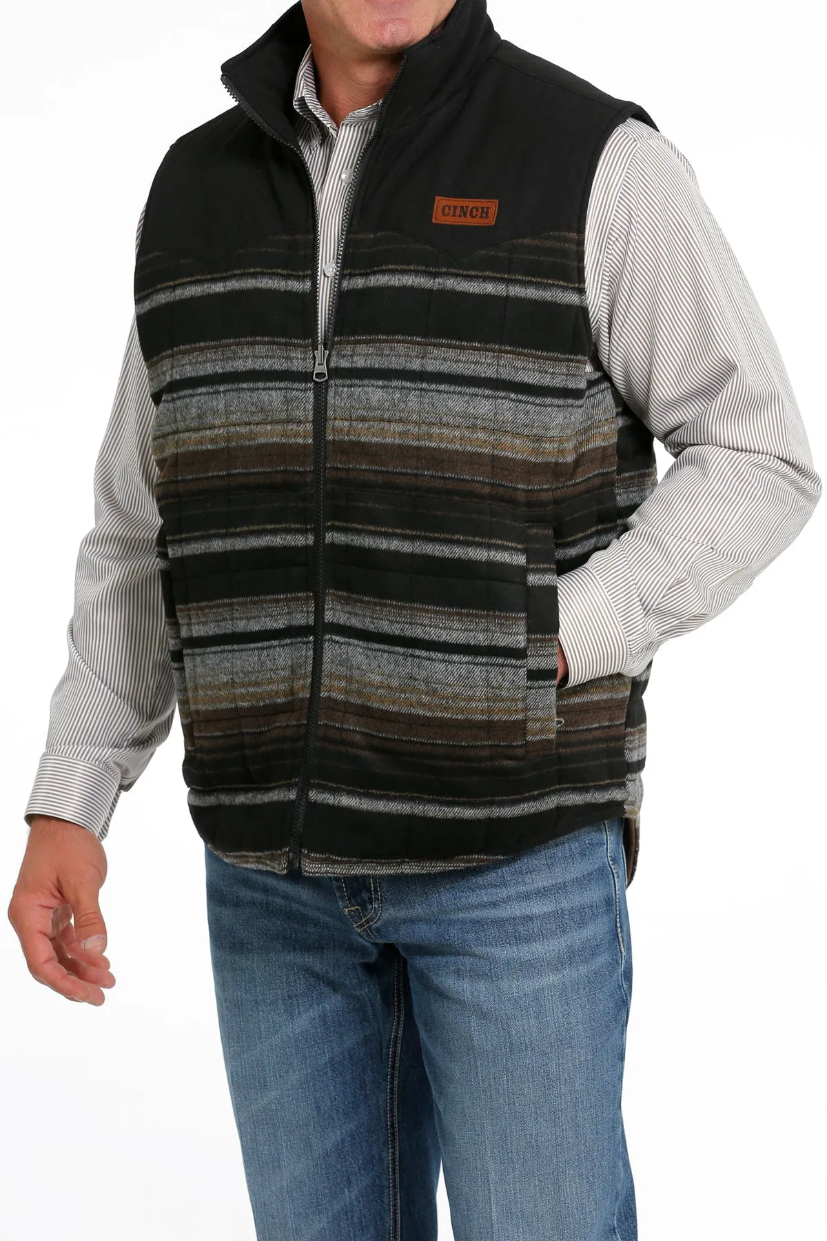 Cinch Men's Brown Quilted Reversible Vest