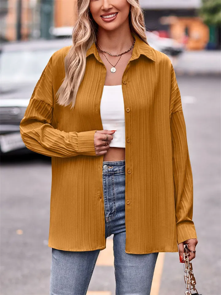 Comfortable Relaxed Lapel Button Breathable Blouses for Women