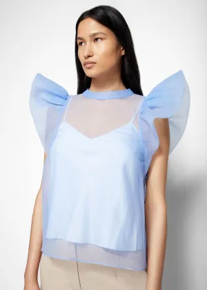 Corina Organza Ruffle Sleeve Top (Periwinkle)