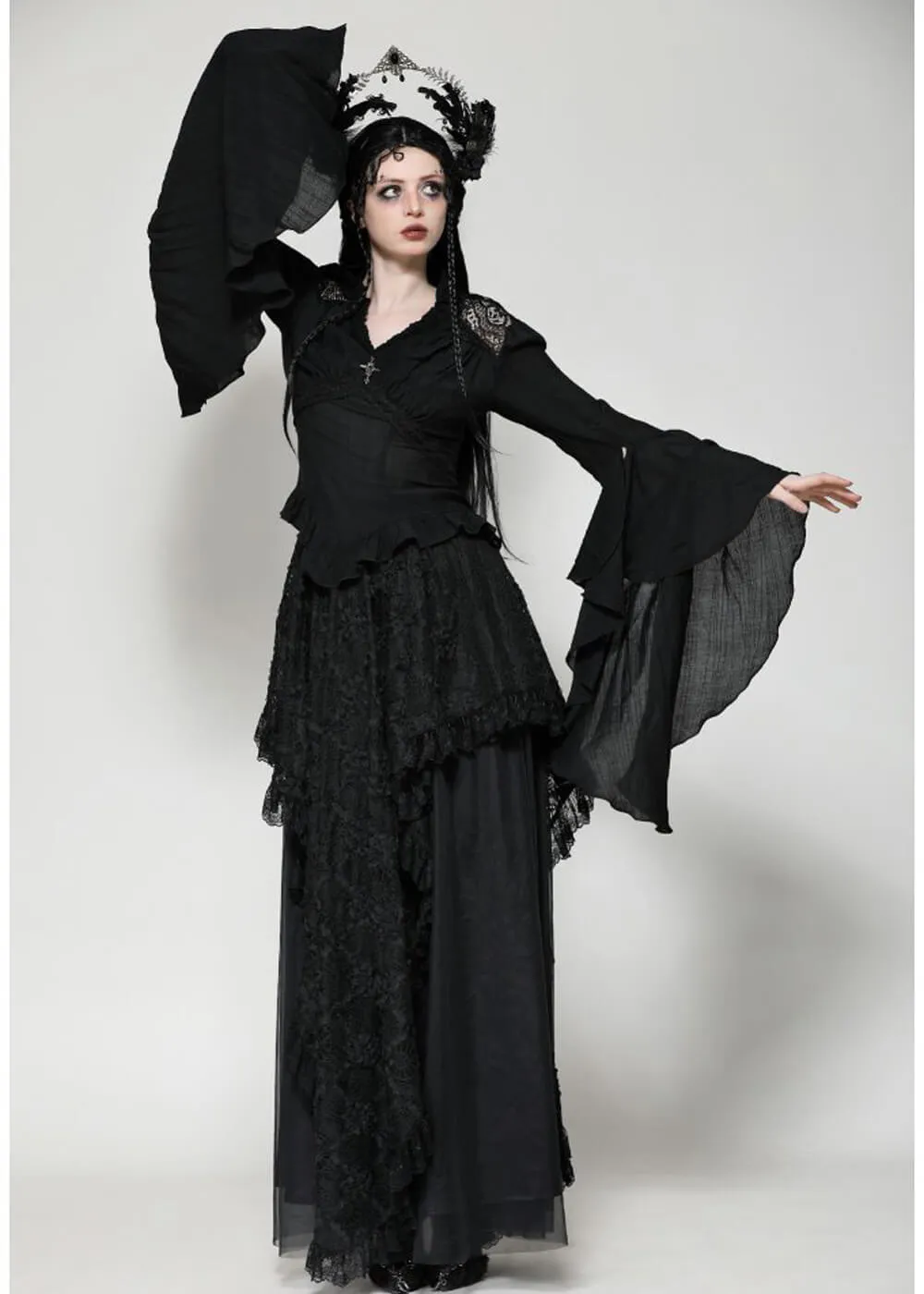 Dark In Love Drina Cross Top Black