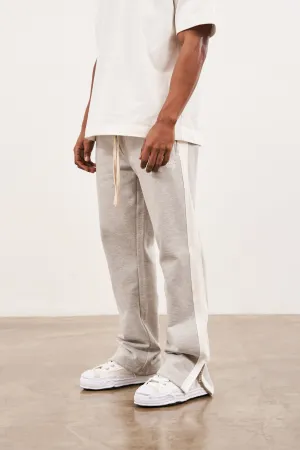 EMBLEM SIDE PANEL SPLIT HEM JOGGERS - GREY MARL