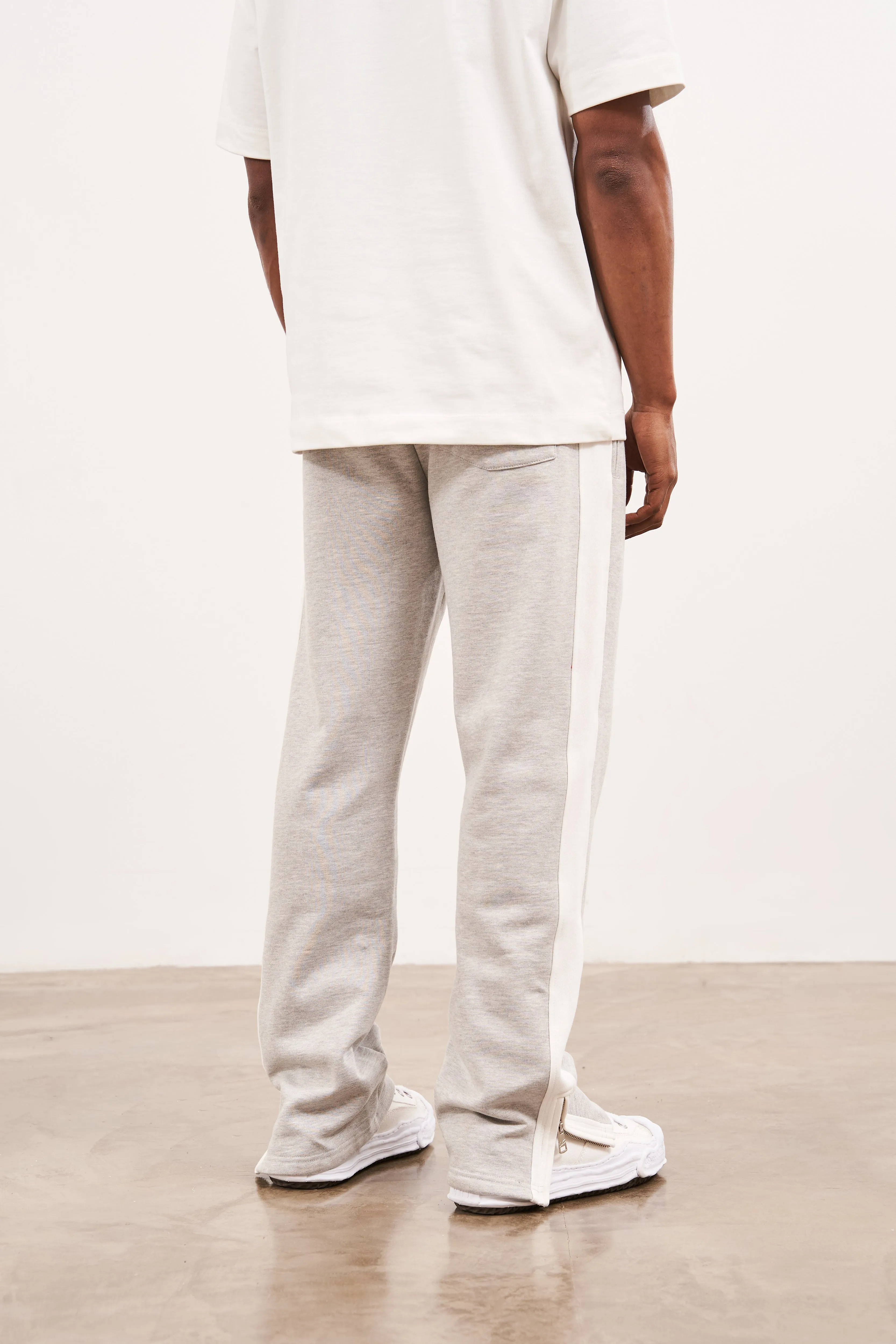EMBLEM SIDE PANEL SPLIT HEM JOGGERS - GREY MARL