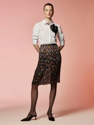 Embroidered Straight Skirt