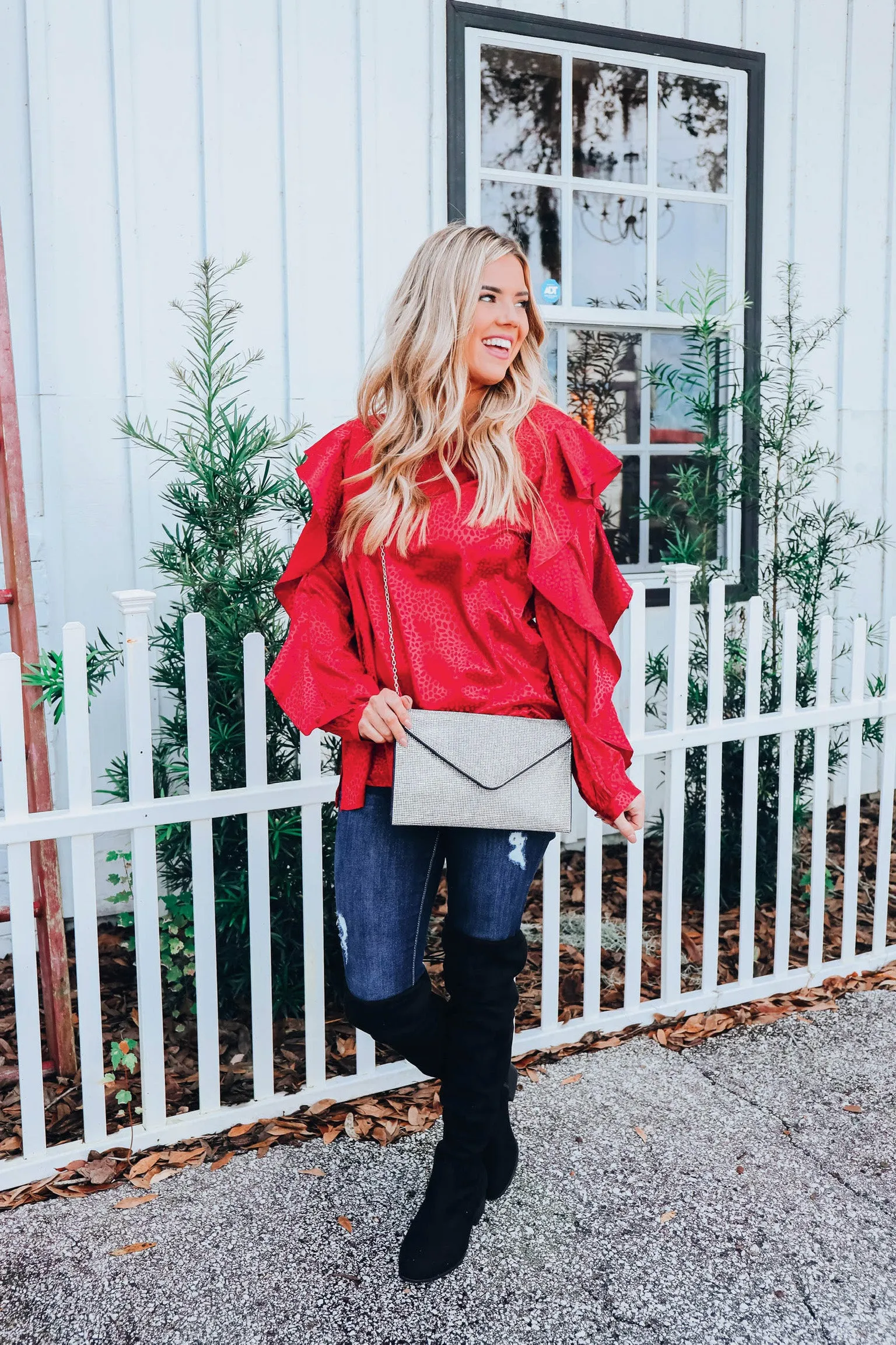 Enchanted Holiday Top - Red  S-3X