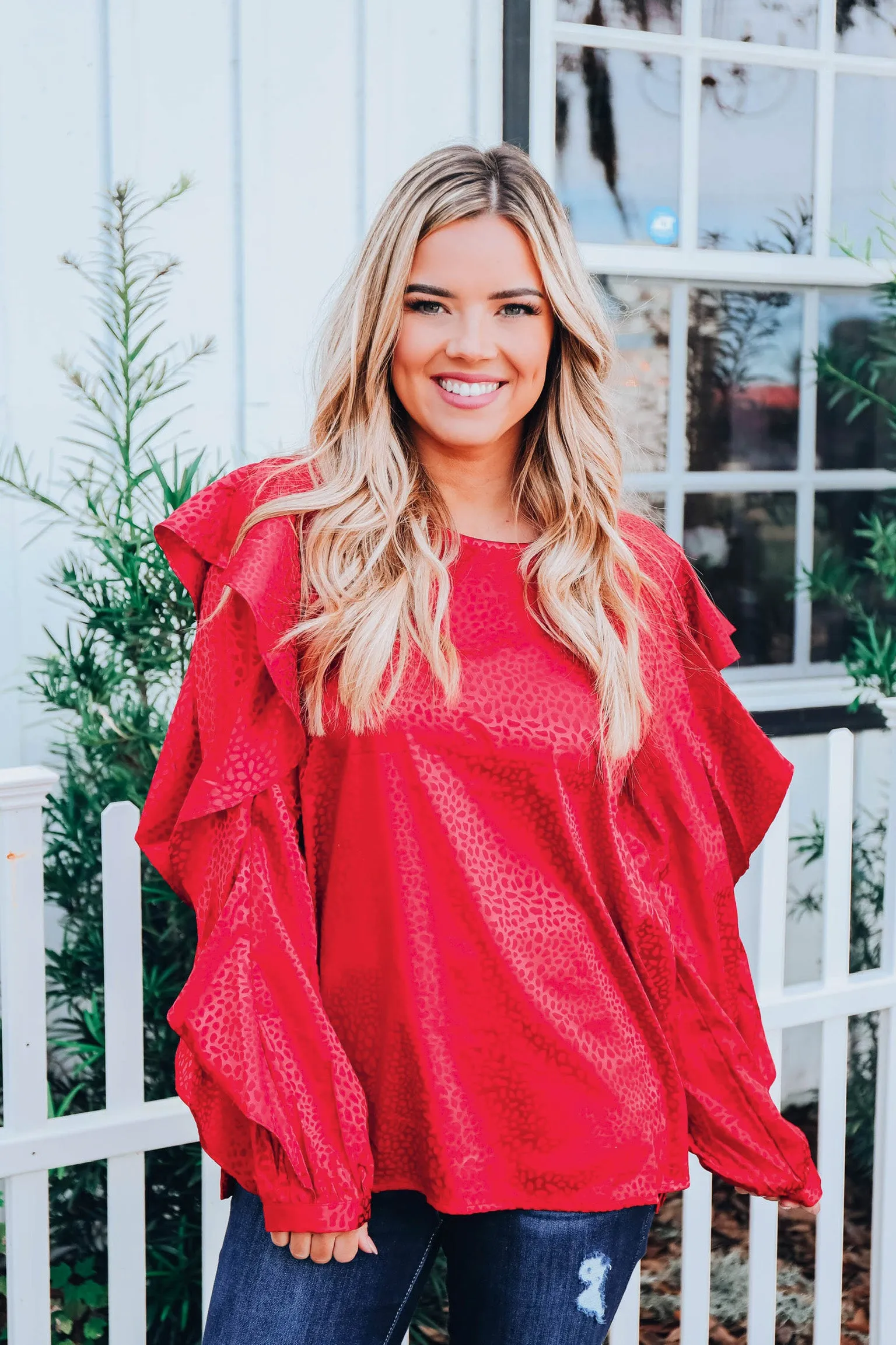 Enchanted Holiday Top - Red  S-3X