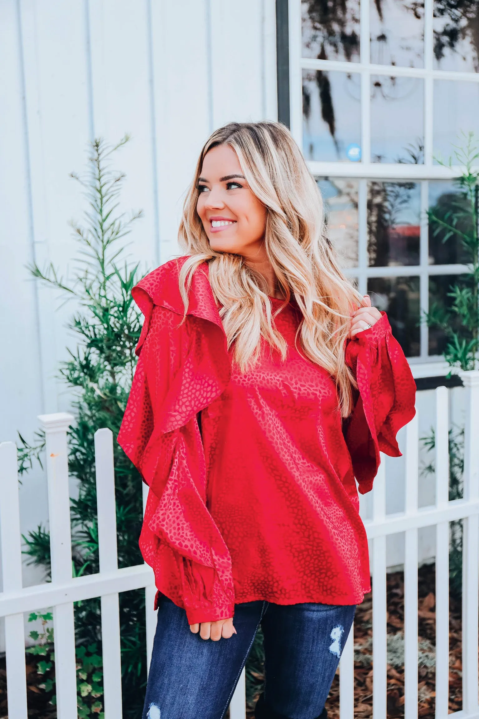Enchanted Holiday Top - Red  S-3X