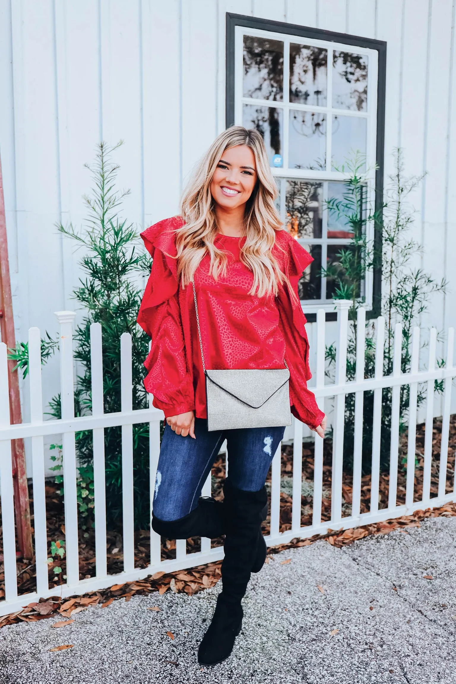 Enchanted Holiday Top - Red  S-3X