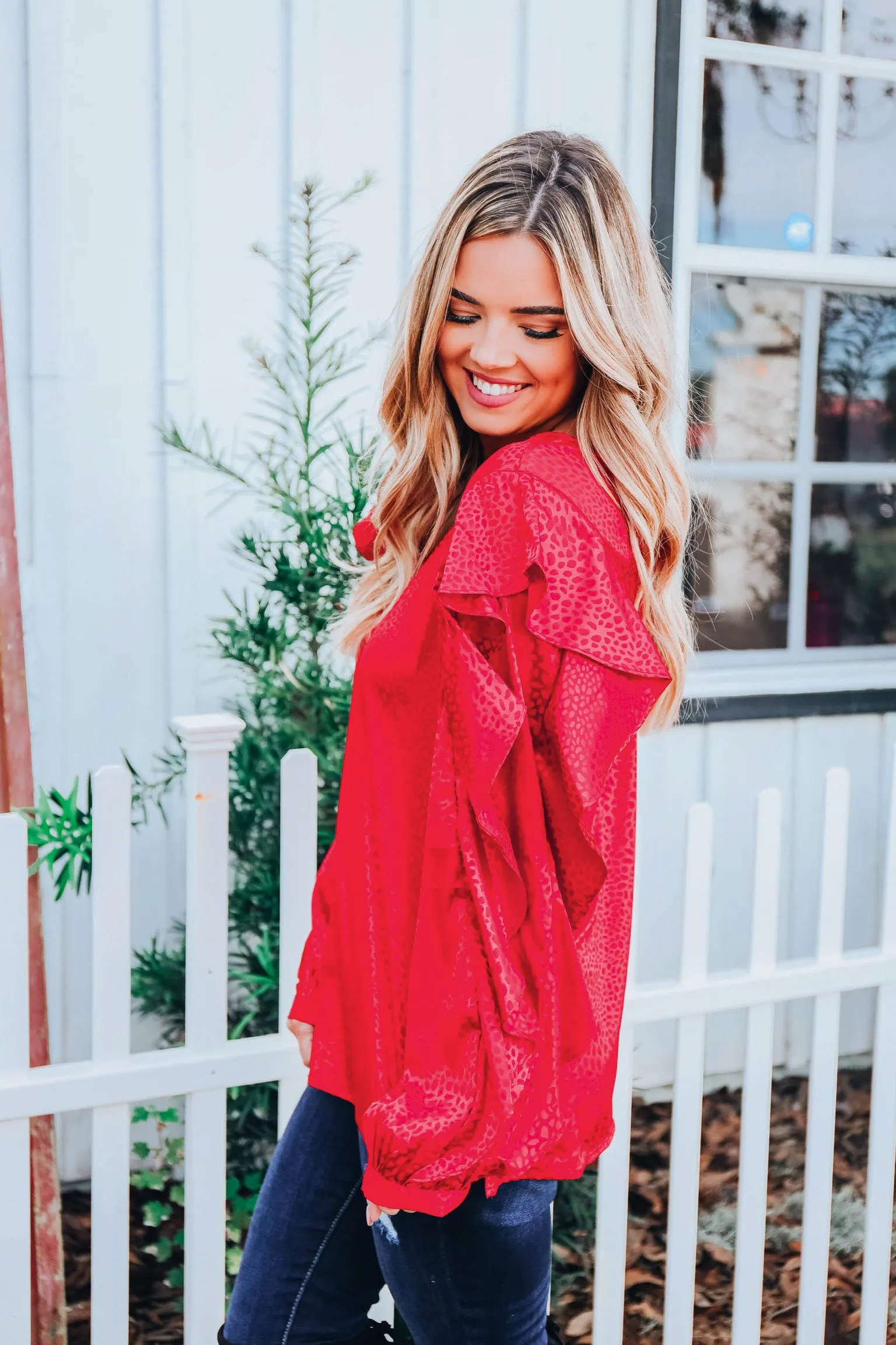 Enchanted Holiday Top - Red  S-3X